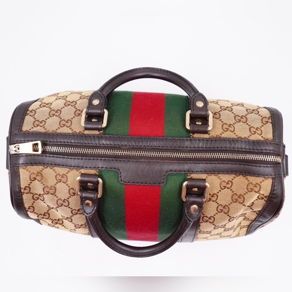 BA04❤️ Gucci GG Monogram Web Boston Bag - Picture 3 of 15